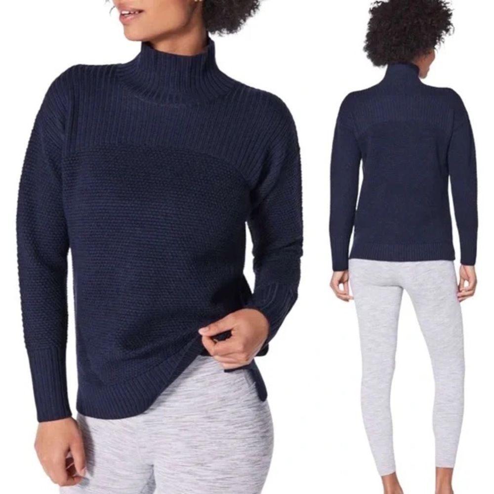 Lululemon Warm and Restore Merino Wool Turtleneck Pullover Sweater Navy Size 6